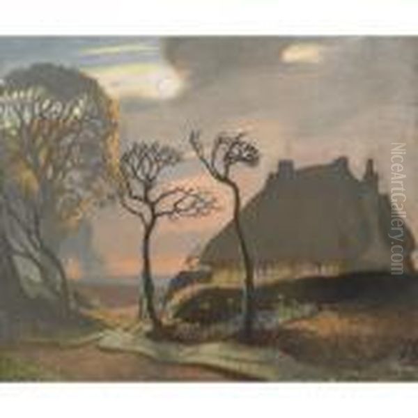 Old Essex In November Oil Painting by George Clausen