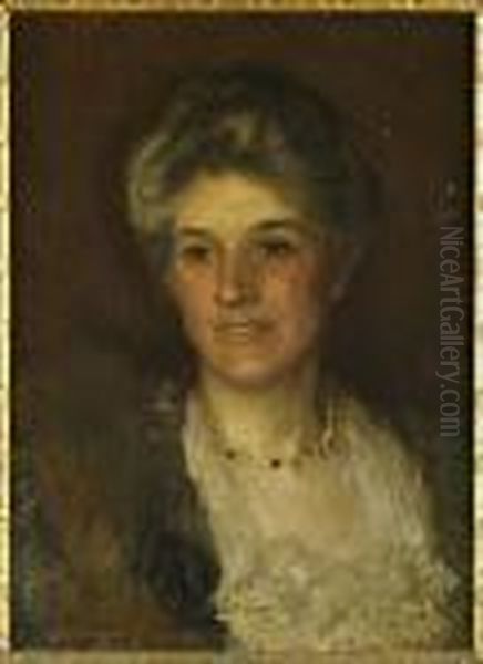 Portrait Of Mrs A Leon Oil Painting by George Clausen