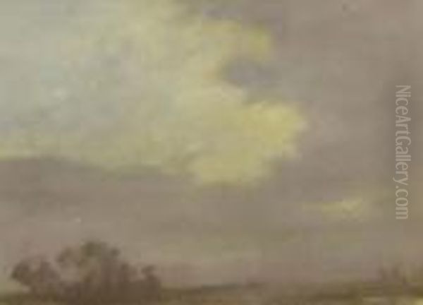 Cloud Study With Distant Trees Oil Painting by George Clausen