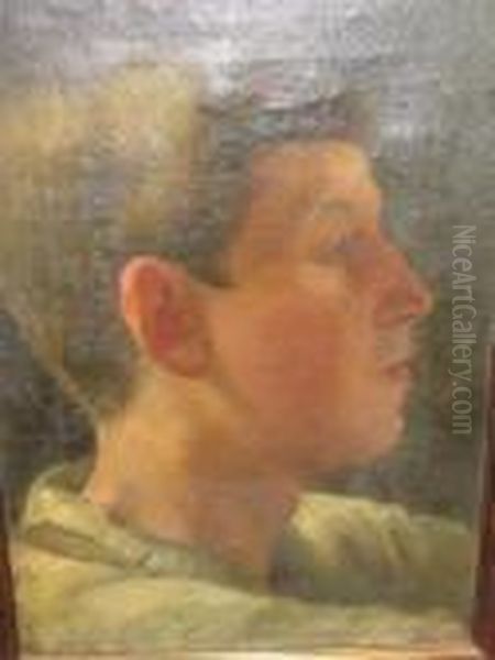 Portrait Of A Boy Oil Painting by George Clausen