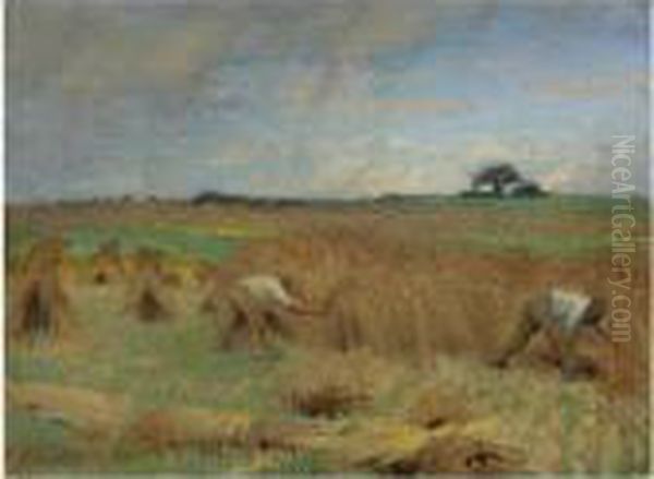 Reapers Oil Painting by George Clausen