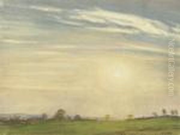 Sunset Oil Painting by George Clausen