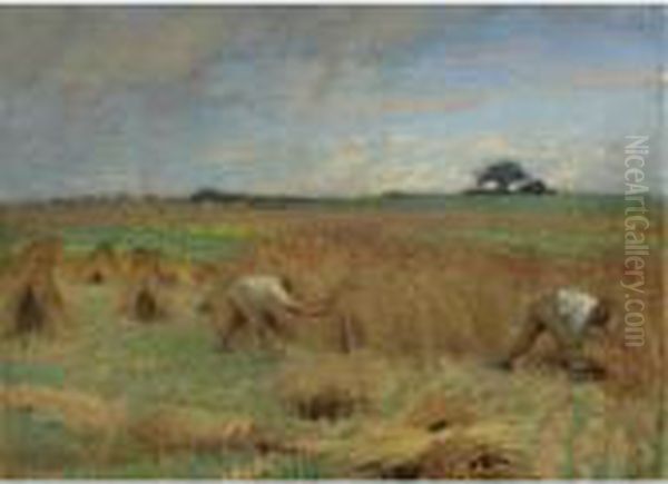 Reapers Oil Painting by George Clausen