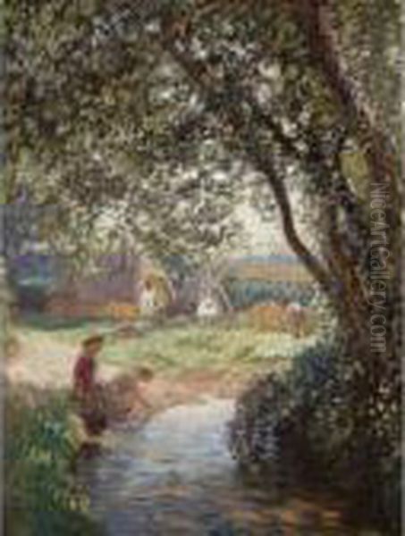 A Little Pool Oil Painting by George Clausen