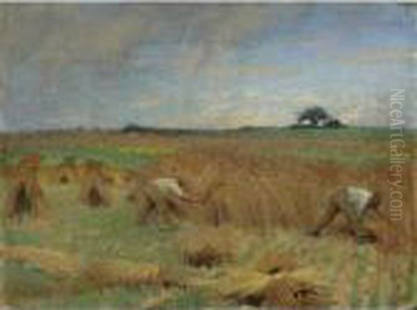 Reapers Oil Painting by George Clausen