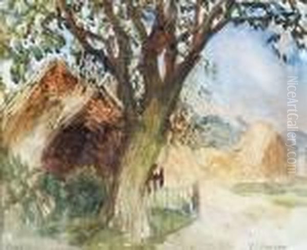 Hayricks Oil Painting by George Clausen