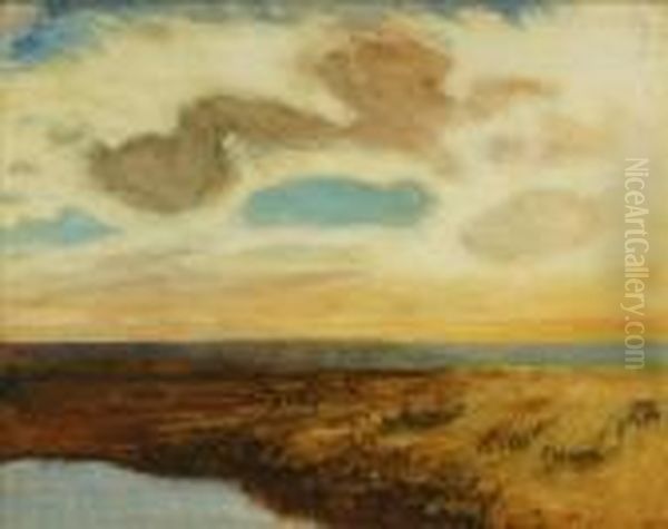 Sunset Overmoorland Oil Painting by George Clausen