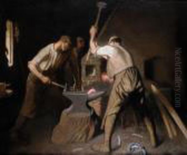 Our Blacksmith Oil Painting by George Clausen