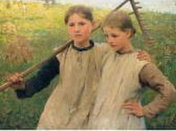 Little Haymakers Oil Painting by George Clausen