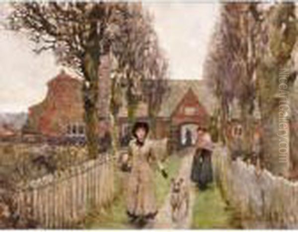 Gaywood Almshouses, Kings-lynn Oil Painting by George Clausen