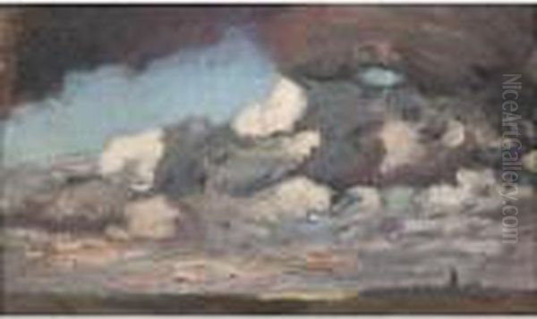 A Stormy Sky Oil Painting by George Clausen