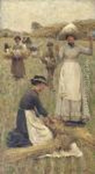 Gleaners Oil Painting by George Clausen