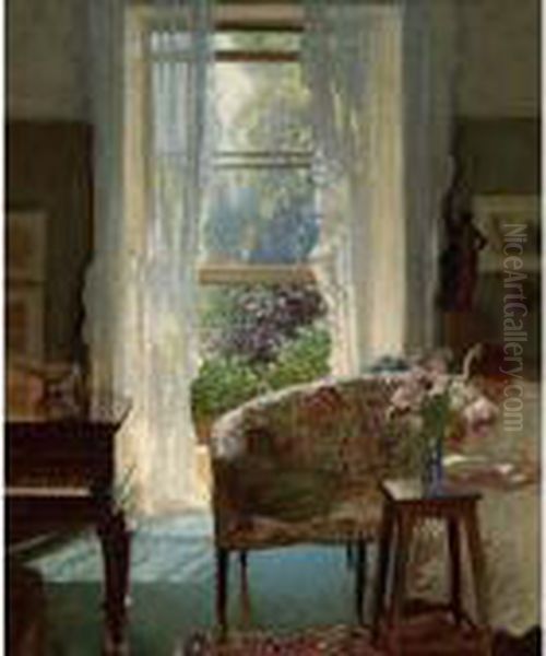 Interior Oil Painting by George Clausen