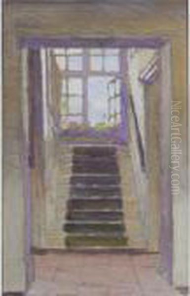 A Staircase Oil Painting by George Clausen