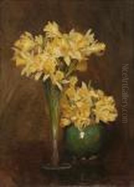 Daffodils Oil Painting by George Clausen