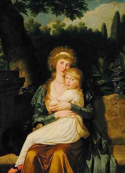 Lady Hervey and her Daughter Oil Painting by Angelica Kauffmann