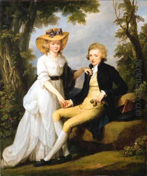 Portrait of Robert Stearne Tighe (1760-1835) of Mitchellstown, co. Westmeath, Ireland, and his wife Catherine Oil Painting by Angelica Kauffmann