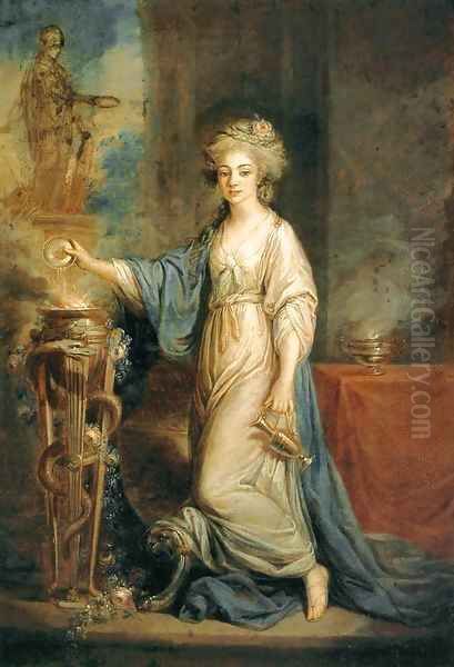 Portrait of a Woman as a Vestal Virgin Oil Painting by Angelica Kauffmann