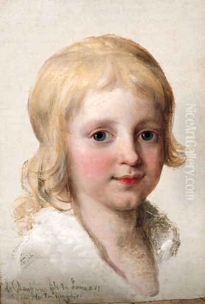 Portrait study of Francesco, Crown Prince of Naples, later King of the Two Sicilies (1777-1830), as a boy, head-and-shoulders Oil Painting by Angelica Kauffmann