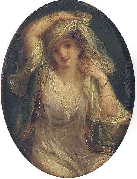 'Fatima the Fair Sultana' a woman in oriental dress, three-quarter-length Oil Painting by Angelica Kauffmann