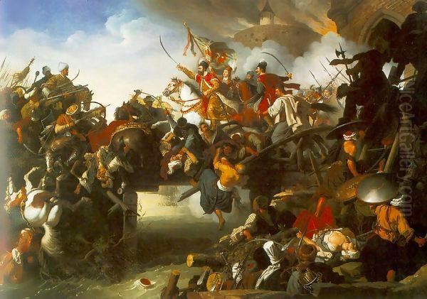 The Attack of Zrinyi 1825 Oil Painting by Johann Peter Krafft