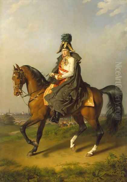 Equestrian Portrait of Franz I Oil Painting by Johann Peter Krafft