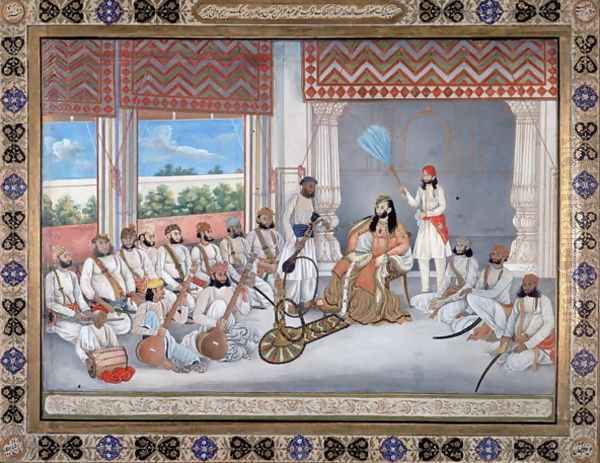 Muhammad Abd al Rahman in his court Oil Painting by Gulam Ali Khan