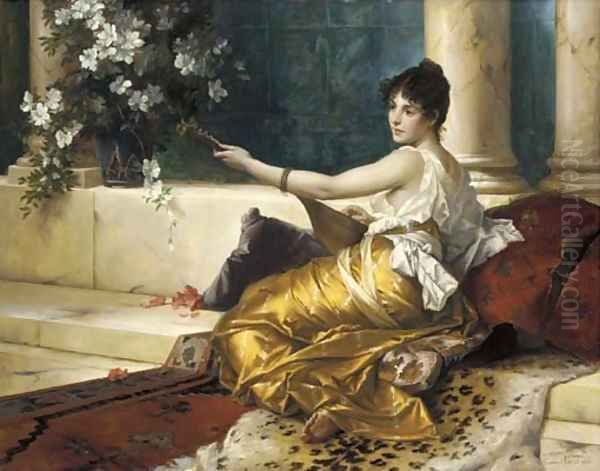 The Mandolin Player Oil Painting by Conrad Kiesel