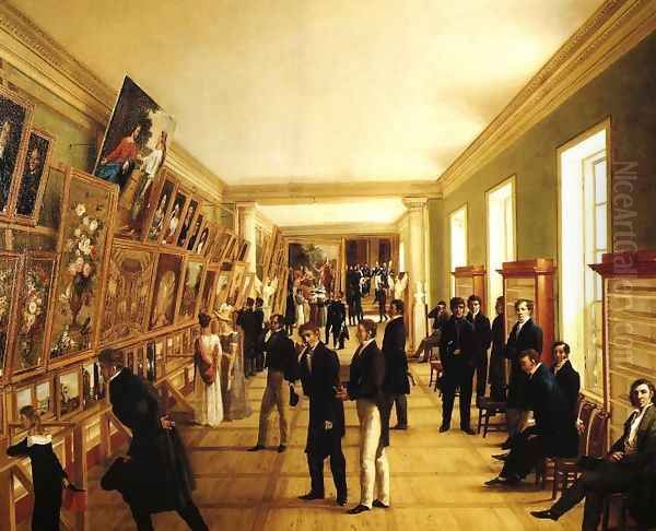 Fine Arts Exhibition in Warsaw in 1828 Oil Painting by Wincenty Kasprzycki