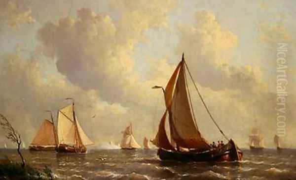 Boats Leaving Harbour Oil Painting by Everhardus Koster