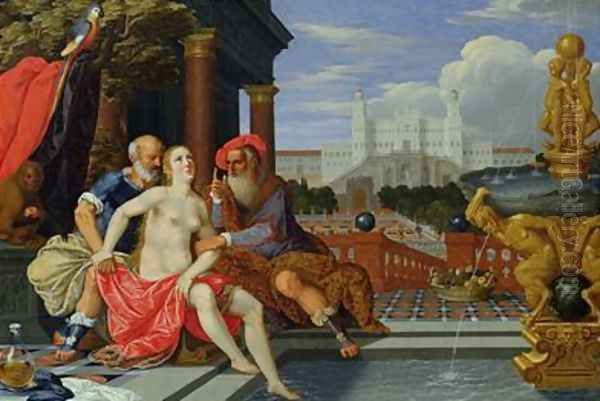 Susanna Bathing Oil Painting by Johann Konig