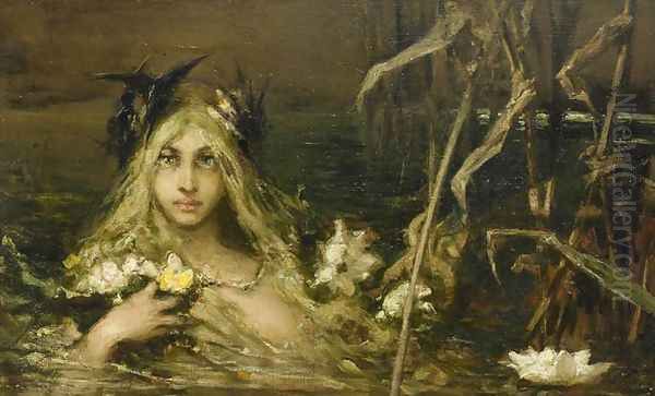 Water Nymph Oil Painting by Wilhelm Kotarbinski