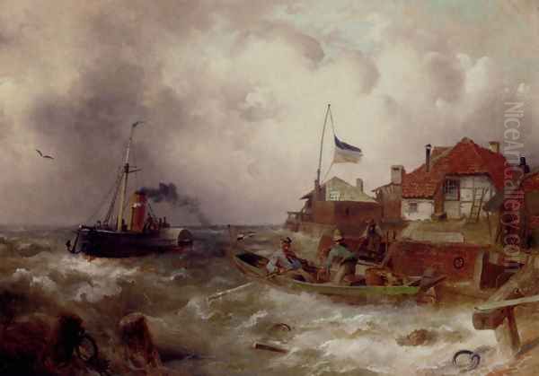 Rowing Out In Choppy Waters Oil Painting by Karl Kaufmann