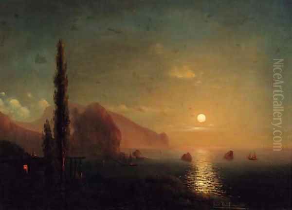 A sunset on the Italian coast Oil Painting by Karl Kaufmann