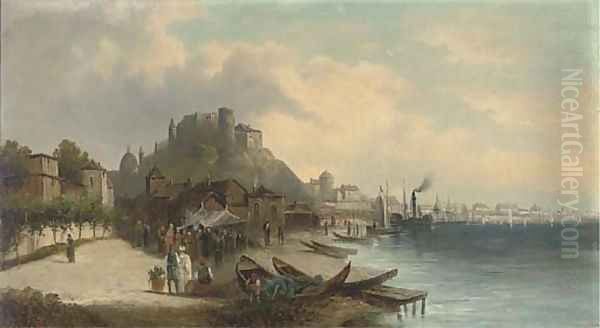 A market town on the Golden Horn Oil Painting by Karl Kaufmann