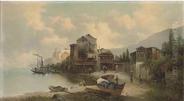 A town on the Bosphorous Oil Painting by Karl Kaufmann