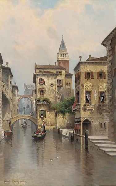 A Venetian backwater Oil Painting by Karl Kaufmann