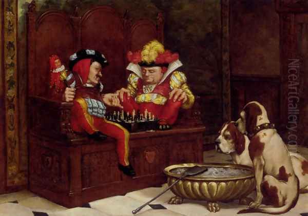 A Game For The Entertainers Oil Painting by Charles Louis Kratke