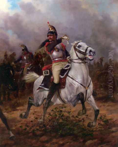 Leading the Charge Oil Painting by Charles Louis Kratke