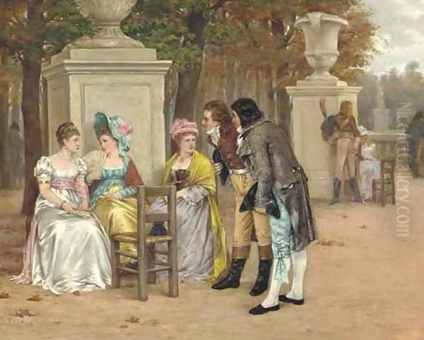 La cour Oil Painting by Charles Louis Kratke