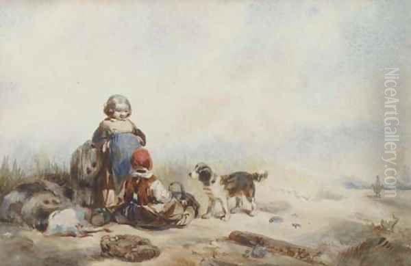 Children in the dunes Oil Painting by Herman Frederik Carel ten Kate