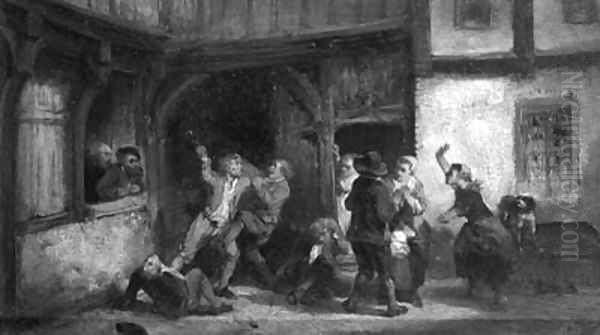 A brawl outside a tavern Oil Painting by Herman Frederik Carel ten Kate