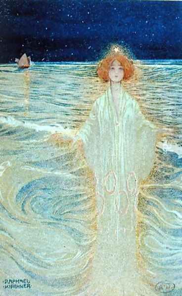 Ghost appearing above the sea during the night by Raphael Kirchner