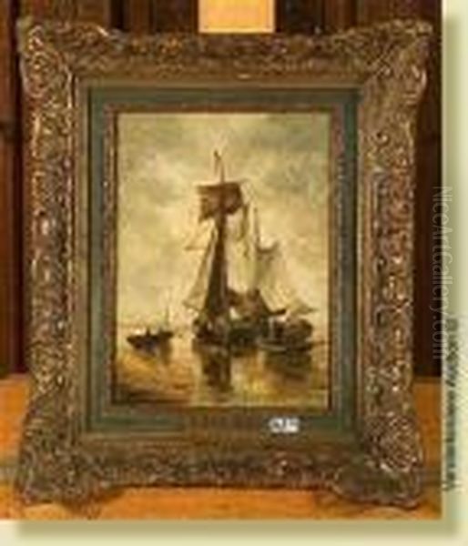 Bateaux De Peche Oil Painting by Paul-Jean Clays