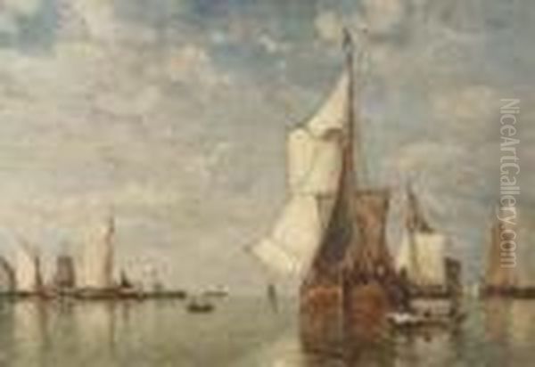 Shipping On The Scheldt Oil Painting by Paul-Jean Clays