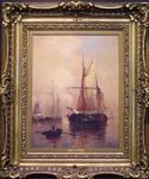 Shipping In A Dutch Harbor Oil Painting by Paul-Jean Clays