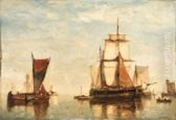 The Return Of East Indiaman At Antwerp Oil Painting by Paul-Jean Clays