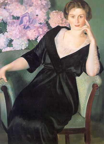 Portrait of Renee Notgaft 1914 Oil Painting by Boris Kustodiev