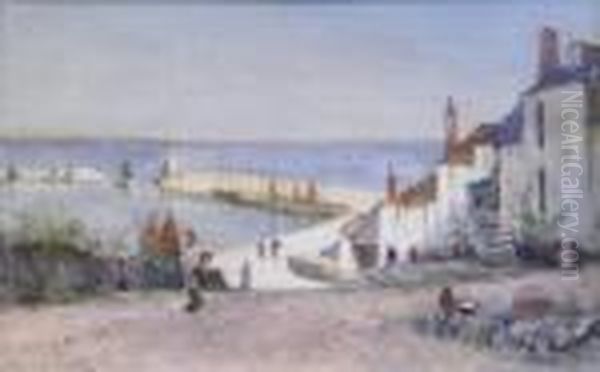 Newlyn Harbour. Oil Painting by Joseph Hughes Clayton