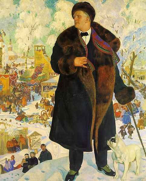 Portrait of Fiodor Shaliapin 1922 Oil Painting by Boris Kustodiev